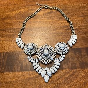 LOFT Statement Bib Necklace White Marble